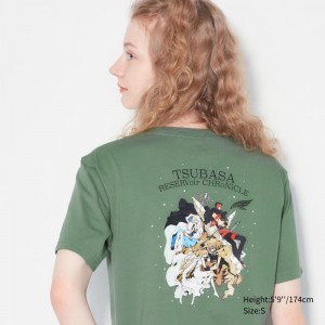 Green Women Uniqlo The World Of Clamp Ut (Short-sleeve Graphic) (Tsubasa -reservoir Chronicle-) T Shirts | USA KYUZC-8439