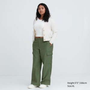 Green Women Uniqlo Wide Straight Cargo Pants | USA REVMJ-4293