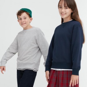 Grey Kids Uniqlo Ultra Stretch Long-sleeve Sweatshirt | USA LJQRO-2860