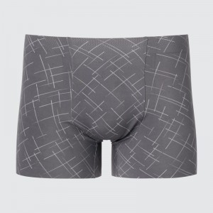 Grey Men Uniqlo Airism Seamless Printed Boxer Briefs | USA PODQX-6859