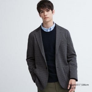 Grey Men Uniqlo Comfort (Houndstooth) Jackets | USA WOXZT-8934