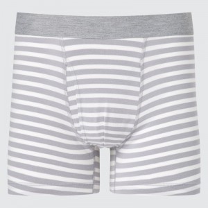 Grey Men Uniqlo Cotton Striped Boxer Briefs | USA OKFNV-5391