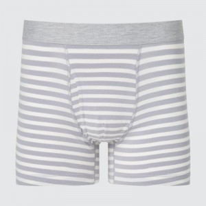 Grey Men Uniqlo Cotton Striped Boxer Briefs | USA CMDNK-1863