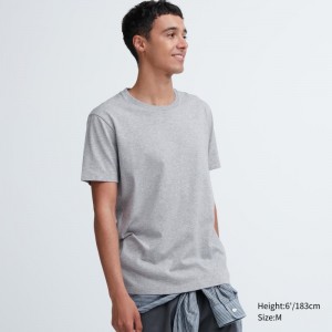 Grey Men Uniqlo Dry Crew Neck Short-sleeve Color T Shirts | USA JDQOI-0915