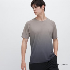 Grey Men Uniqlo Dry-ex Crew Neck Short-sleeve (Lightweight) T Shirts | USA MJFQU-3976