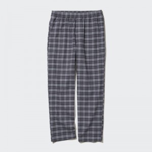 Grey Men Uniqlo Flannel Easy Ankle Pants | USA KDOIQ-3624