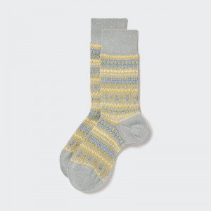 Grey Men Uniqlo Heattech Fair Isle Socks | USA NLHJA-6075