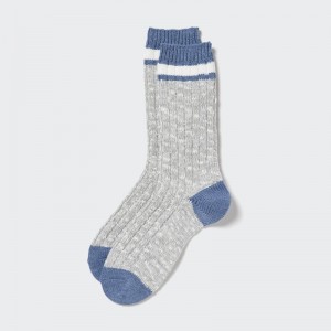 Grey Men Uniqlo Heattech Slub Ribbed Socks | USA GRFLK-2478