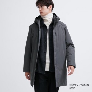 Grey Men Uniqlo Hybrid Down Coats | USA LWIRZ-1654