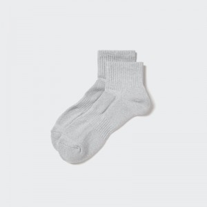 Grey Men Uniqlo Pile Half Socks | USA OMVUF-1402