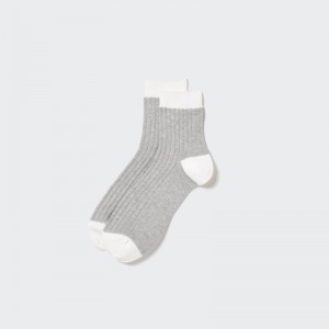 Grey Men Uniqlo Ribbed Half Socks | USA DFXHQ-9236