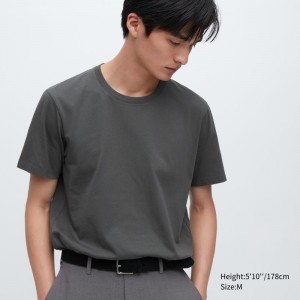 Grey Men Uniqlo Supima® Cotton Crew Neck Short-sleeve T Shirts | USA FGMHD-6025