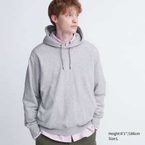 Grey Men Uniqlo Sweat Pullover Long-sleeve Hoodie | USA HJXBY-1649