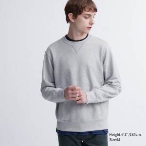 Grey Men Uniqlo Sweatshirt | USA CFBWO-2678