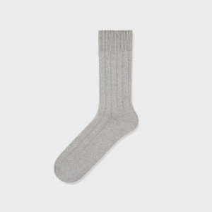 Grey Men Uniqlo Wide-ribbed Socks | USA PBOEI-1670