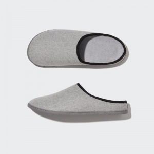 Grey Men Uniqlo Wool Like (Rubber Sole) Slippers | USA ZJSVB-1768