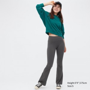 Grey Women Uniqlo Airism Soft Flare Leggings | USA HSZQG-4592