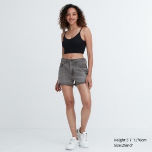 Grey Women Uniqlo Boyfriend Denim (Damaged) Shorts | USA LIXFH-1749