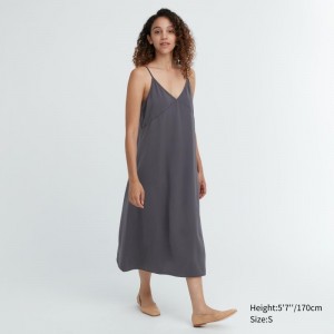 Grey Women Uniqlo Camisole Midi Dress | USA EGLRO-3182