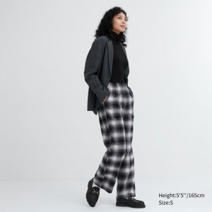 Grey Women Uniqlo Flannel Checked Pants | USA RYWLC-4526