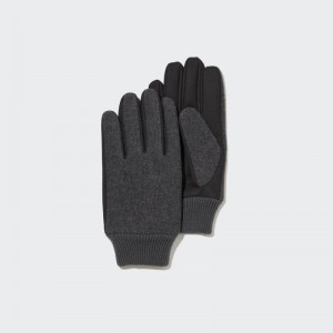 Grey Women Uniqlo Heattech Lined Faux Wool Gloves | USA ZNDKC-6350