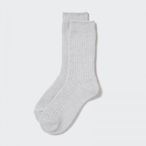 Grey Women Uniqlo Heattech Ribbed Socks | USA KJLYN-4157