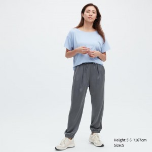 Grey Women Uniqlo Satin Drape Jogger | USA QWDMX-2096