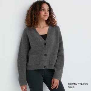 Grey Women Uniqlo Souffle Yarn Short Cardigan | USA BGSQU-5078