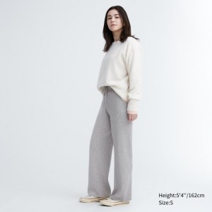 Grey Women Uniqlo Washable Knit Ribbed Pants | USA HIGKS-2013