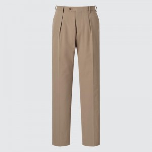 Khaki Men Uniqlo Airsense Pleated (Adam Scott) Pants | USA BFJCR-0347