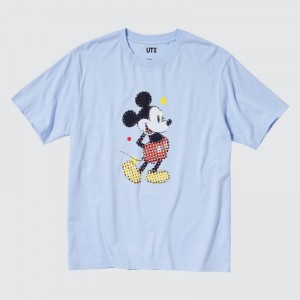 Light Blue Women Uniqlo Mickey Stands Ut (Short Sleeve Graphic) T Shirts | USA WEPVS-5386