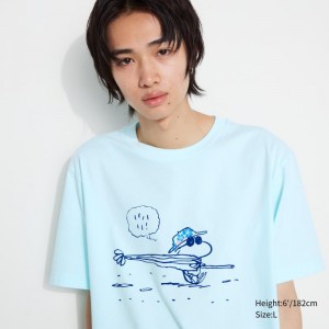 Light Green Men Uniqlo Peanuts Hawaii Ut (Short Sleeve Graphic) T Shirts | USA WKBFO-5231