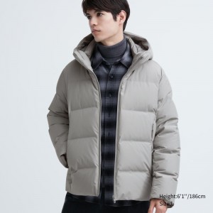 Light Grey Men Uniqlo 3d Cut Seamless Down Parka | USA FKJSR-1096