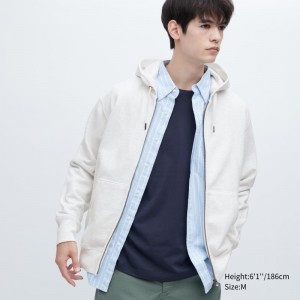 Light Grey Men Uniqlo Sweat Full-zip Hoodie | USA VMBQP-1398