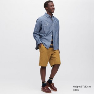 Mustard Men Uniqlo Linen Blend (9.5") Shorts | USA QWTFZ-2394