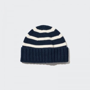 Navy Kids Uniqlo Heattech Striped Knitted Caps | USA JLADG-8346