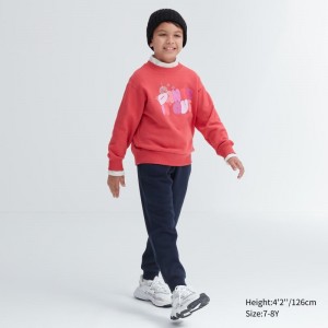 Navy Kids Uniqlo Pile Lined Sweat Pants | USA XFQNM-1089