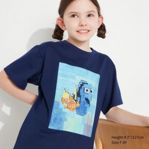 Navy Kids Uniqlo Pixar Art Ut (Short-sleeve Graphic) (Adam Lister) T Shirts | USA PXWGK-0498