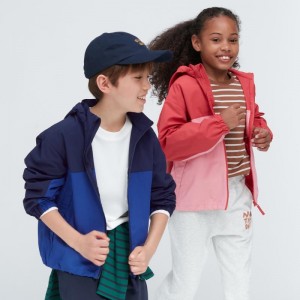 Navy Kids Uniqlo Pocketable Nylon (Color Block) Parka | USA PLWNI-3712