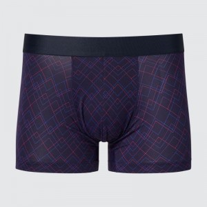 Navy Men Uniqlo Airism Low-rise Printed Boxer Briefs | USA KBOAC-7486