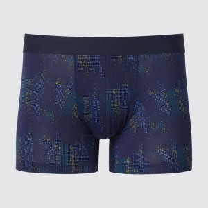 Navy Men Uniqlo Airism Printed Low-rise Boxer Briefs | USA NTMOG-0786