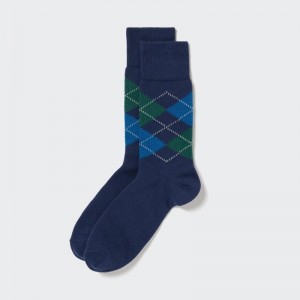 Navy Men Uniqlo Argyle Socks | USA ILUGD-4560