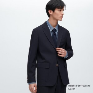 Navy Men Uniqlo Comfort Blazers | USA RTDUN-0672