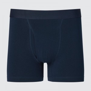 Navy Men Uniqlo Cotton Boxer Briefs | USA WFJRQ-6457