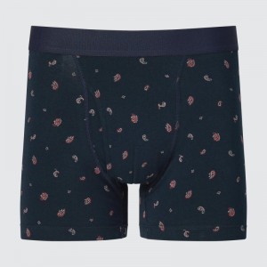 Navy Men Uniqlo Cotton Printed Boxer Briefs | USA PZSGA-1624