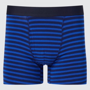 Navy Men Uniqlo Cotton Striped Boxer Briefs | USA INVYE-8902