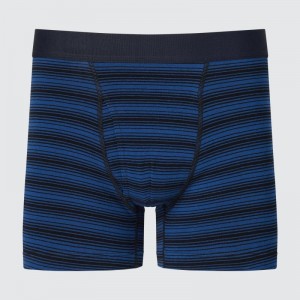 Navy Men Uniqlo Cotton Striped Boxer Briefs | USA BIQZE-5390