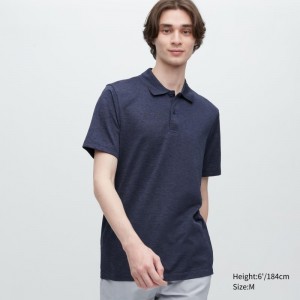 Navy Men Uniqlo Dry-ex Polo Shirts | USA GVTCW-1623