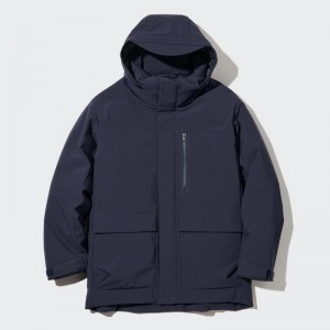 Navy Men Uniqlo Hybrid Down Parka | USA QMZFT-6950