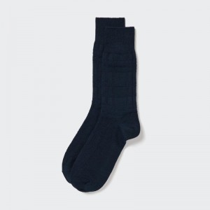 Navy Men Uniqlo Links Checked Socks | USA NJFVS-4612